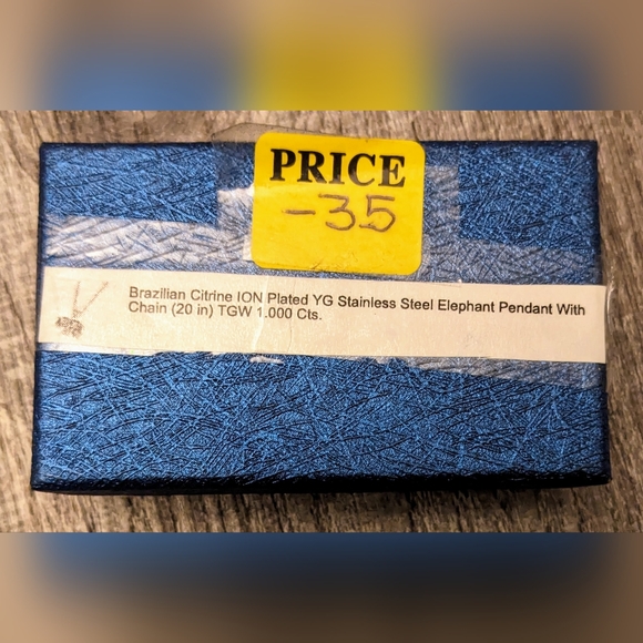 Brazilian Citrine ION Plated YG Stainless Steel Elephant Pendant With Chain - Picture 4 of 4